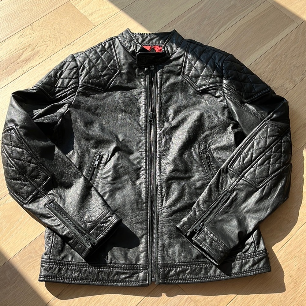 Diesel Industry black leather moto jacket